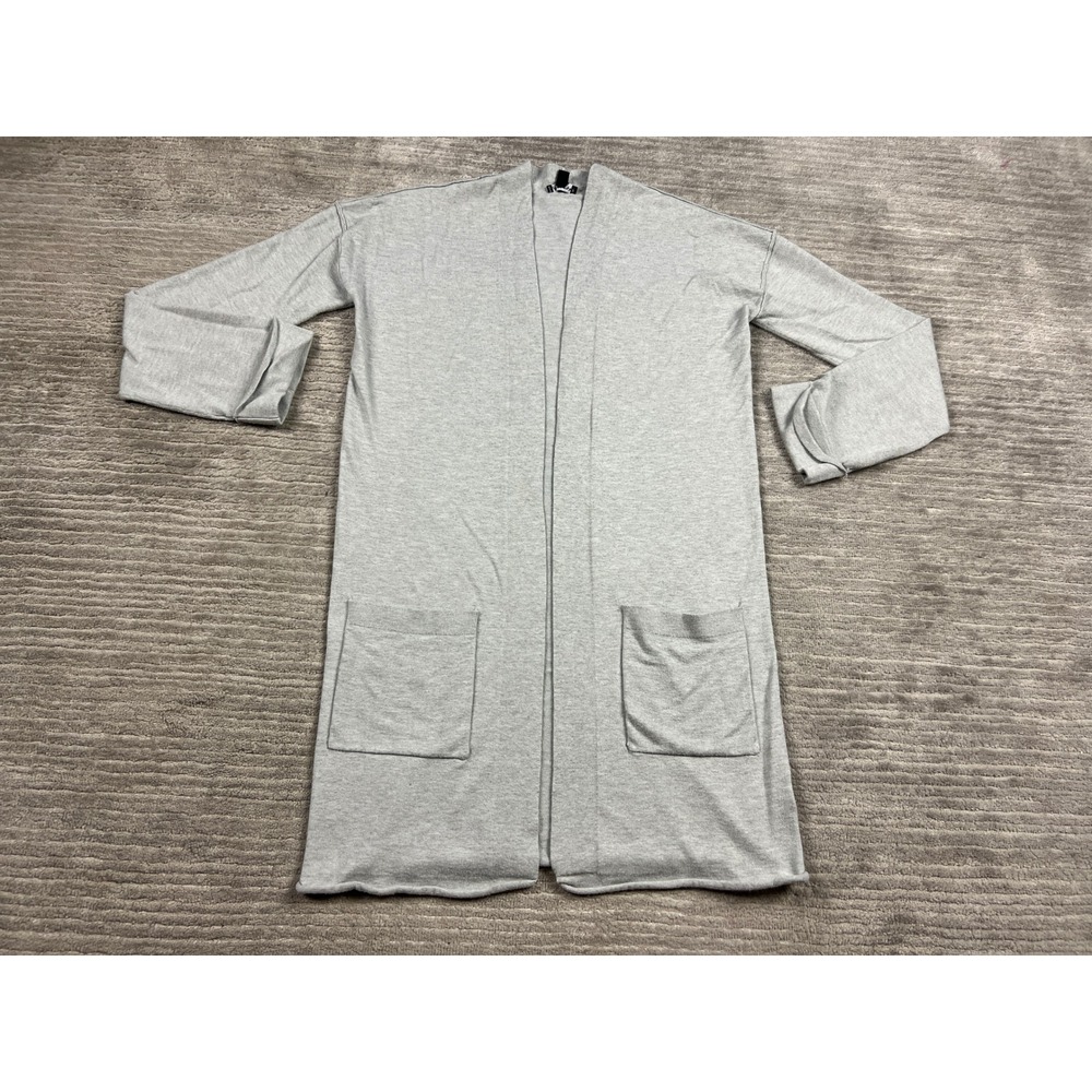 Express Cardigan Womens XS Gray Duster Open Front Pocket Rayon Blend 27606